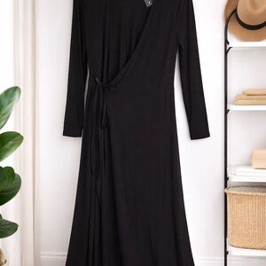 Lulu's Black Long-Sleeve Wrap Maxi Dress